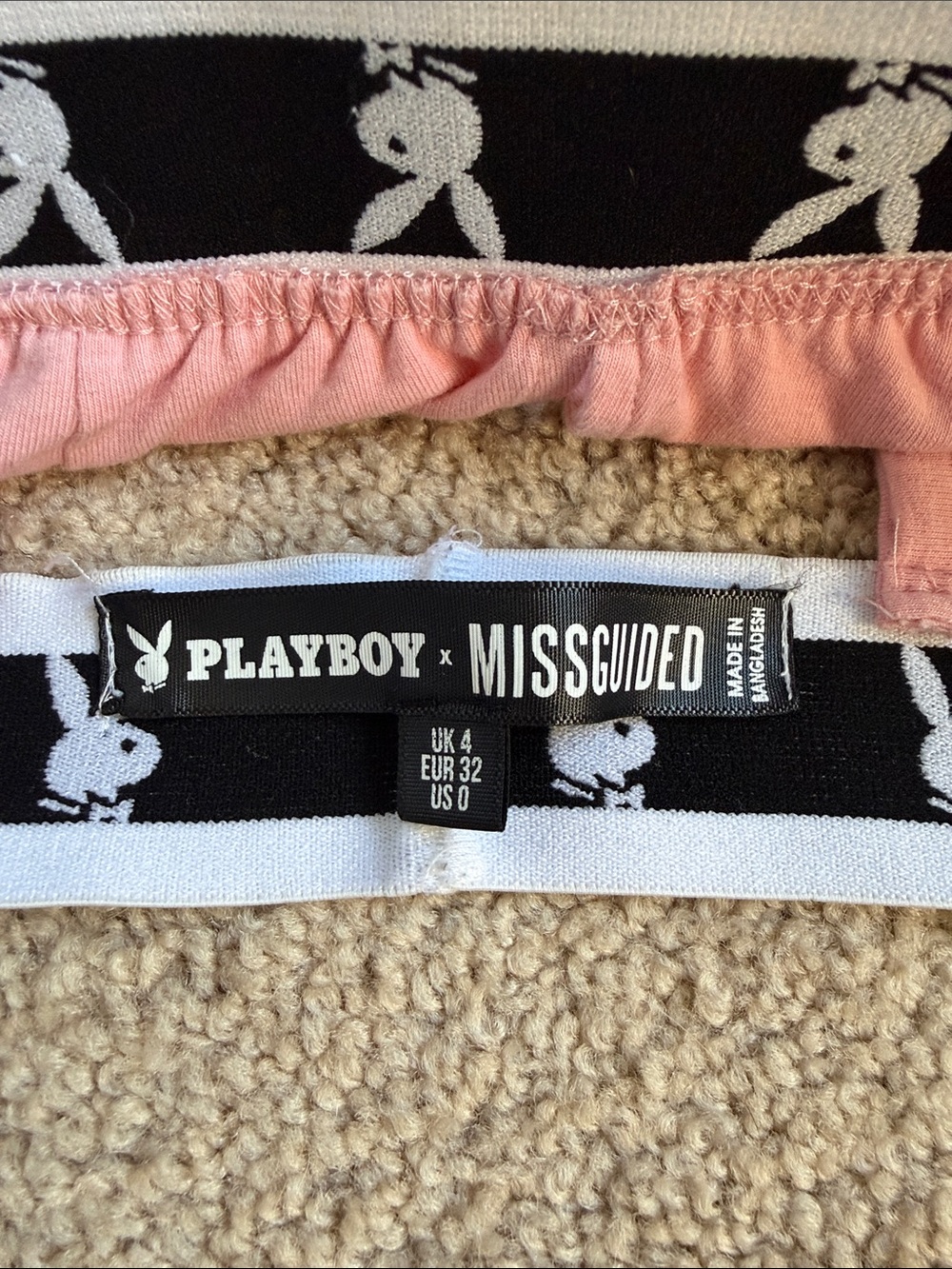 Playboy × Missguided Pink Bunny Taped Triangle Bralette. Size 0 - Picture 5 of 5